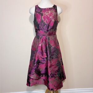 Adrianna Papell Metallic Floral Jacquard Fit & Flare Dress - NWT